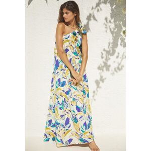 New Anthropologie One Shoulder Bow Dress Large